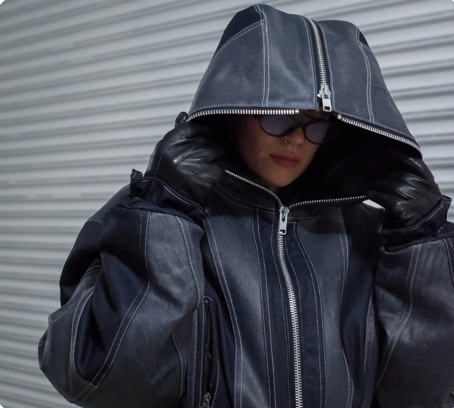 SPLIT-LINE DENIM BOMBER JACKET