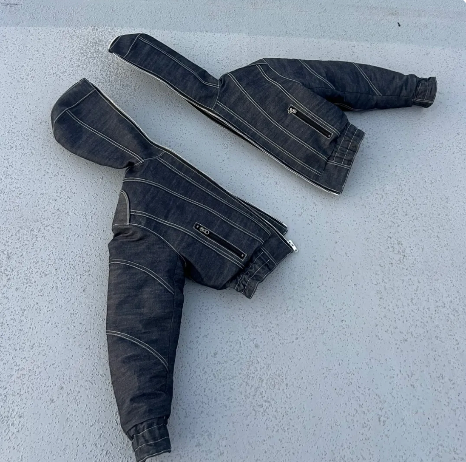 SPLIT-LINE DENIM BOMBER JACKET