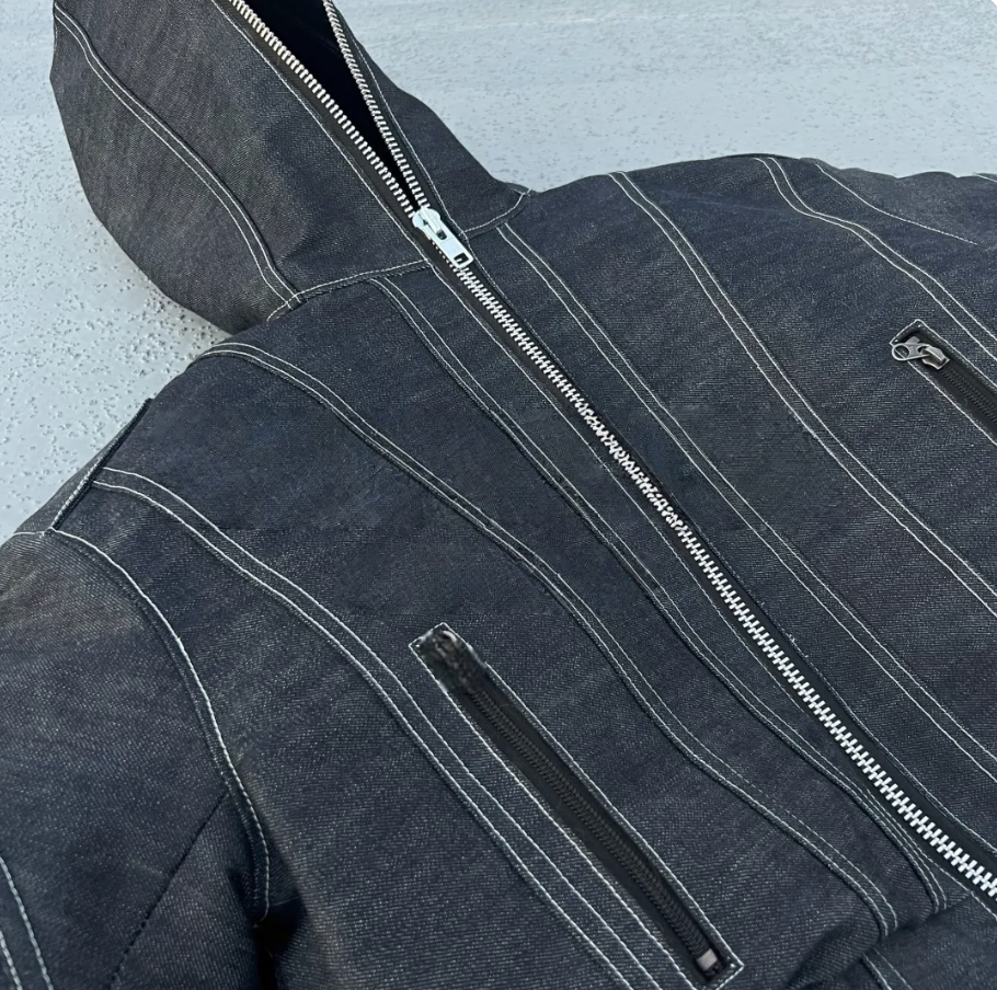 SPLIT-LINE DENIM BOMBER JACKET