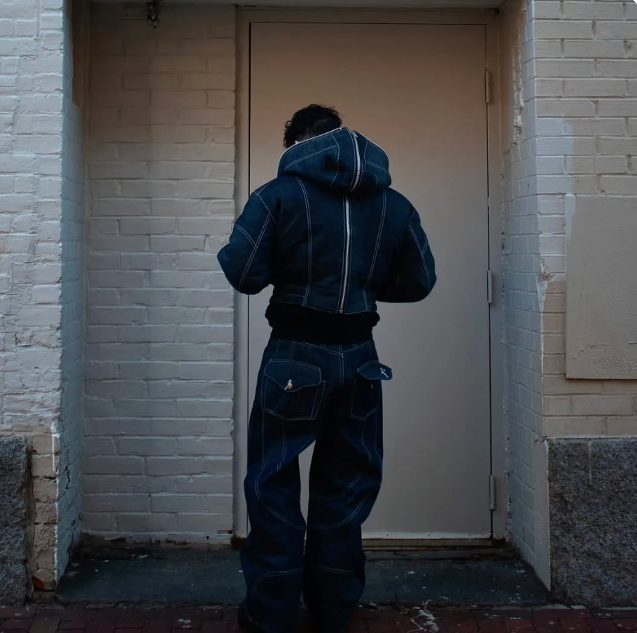 SPLIT-LINE DENIM BOMBER JACKET