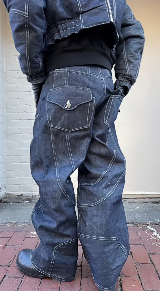 SPLIT-LINE DENIM LINE BOMBER JEANS